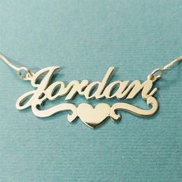 Heart With Personalized Name Necklace & Pendants For Women Custom Letter Jewelry Stainless Steel Gold Filled Bridesmaid Gifts250Q