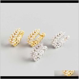 & Hie Jewelryreal 925 Sterling Vintage Style Leaves Earrings Sier Leaf Gold Fashion Hoop Zircon Fine Jewellery For Girls And Women 1191n