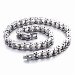 SDA Cool 316L Stainless Steel Biker Chain Necklace Men Women Simple Motorcycle Chain Jewelry 10mm Wide High Polish2329