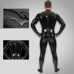 Catsuit Costumes Shiny Latex Ammonia Catsuit with Hood Glove and Socks Zipper Full Bodysuit Jumps