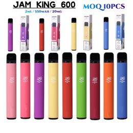 Original Jam King 600 Puff Vape Disposable Cigarette Flavour 2ml Prefilled 600puffs Starter Kit 2% 20mg 550mAh Battery Bulk Vapes Factory China