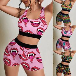 Women's Sleep summer two-piece set shorts and Pyjamas New print Sexy European and American style Nightwear