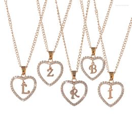 Pendant Necklaces Lunxy Crystal Letter Necklace 26 Zircon Love Hollow Initial Alphabet Heart For Women Girls