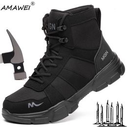 Boots AMAWEI Work Boots Indestructible Safety Shoes Men Steel Toe Shoes Puncture-Proof Sneakers Male Footwear Shoes Women Work Shoes 230920