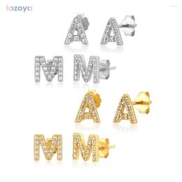 Stud Earrings LOZOYA 925 Sterling Silver 26 Letters A-Z Initial Alphabet Piercing Earring Pendiente Clip On Clips Tiny Jewelry