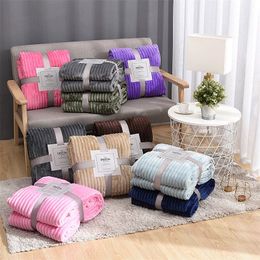 Blankets Soft Adult Cover Coral Fleece Blanket On The Sofa Thickened Winter Bed Blanket Warm Stitch Fluffy Bedspread Plaid Sofa Bedroom 230920