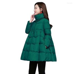 Women's Trench Coats 2023 Winter Women A-line Shape Cotton-padded Jacket Quilted Down Ladies Stand-up Collar Parka Thicken Warm Outerwear