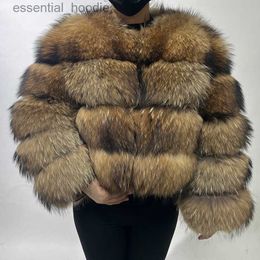 Women's Fur Faux Fur Maomaokong Natural Real Raccoon Fur Coat Women Winter Long Sleeve Luxury Fox Fur Jackets Thick Top Female Furry Coat Vest L230920