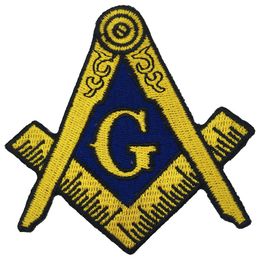 Masonic Logo Patch Embroidered Iron-On Clothing mason Lodge Emblem Mason G Square Compass Patch Sew On Any Garment304o
