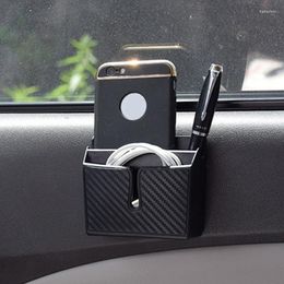 Car Organizer 1pc Storage Box Self-adhesive Air Vent Dashboard Tidy Hanging Leather Glasses Phone Holder