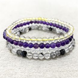 MG0161 Strand AAA Grade Rutilated Quartz Bracelet Amethyst Clear Quartz Citrine Yoga Mala Beads Jewelry 4 mm Mini Gemstone Bracele208S