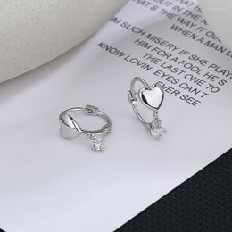 Hoop Earrings 925 Sterling Silver Stylish Glitter Heart Adjustable For Women Trendy Fashion Korean Jewelry Wholesale