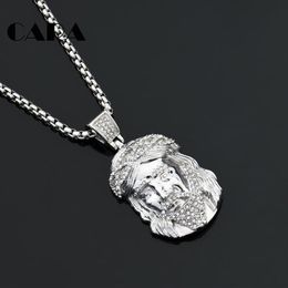 Pendant Necklaces 2021 Arrival BIG Rhinestones Jesus Head Necklace 316 Stainless Steel Christian Amulet With CAGF0477272U