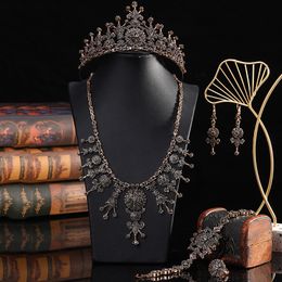 Wedding Jewellery Sets Turkish Set Ladies Earrings Necklace Bracelet Ring Crown Arabian Bronze Bridal Gift Bijoux 230920