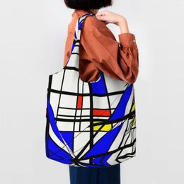 Shopping Bags Fashion Print De Stijl Abstract Art Tote Bag Recycling Canvas Shoulder Shopper Piet Mondrian Pography Handbag