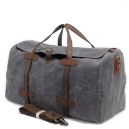 Duffel Bags Waxed Canvas Travel Men Handbag Large Capacity Vintage Style Women Outdoor Trip Camping Bag