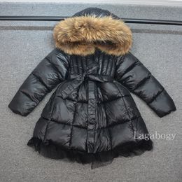 Down Coat Baby Girls Jacket Winter Long Cotton Padded Parka Dress Toddler Shinny Hooded Down Coat Christmas Costumes For Snowsuit TZ346 230919