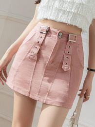 Skirts FTLZZ Summer Women Fashion High Waist Mini Denim Female Casual Slim Buttons Solid Colour A-line Short