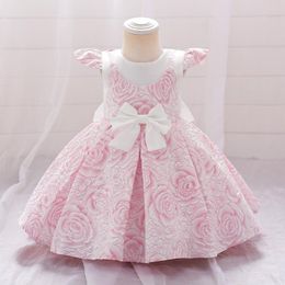 Girl Dresses Toddler Girls Summer Princess Dress Flower Baby Party Bow Infant 1 Year Birthday Wedding Gown Born Clothes