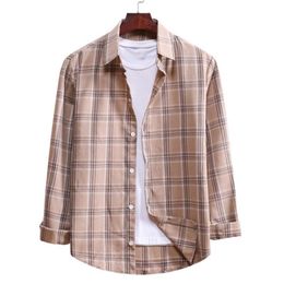 Men's Casual Shirts Men Flannel Plaid Shirt 2021 Autumn Long Sleeve Soft Comfort Slim Fit Brand Brown Checked Camisas De Homb261n