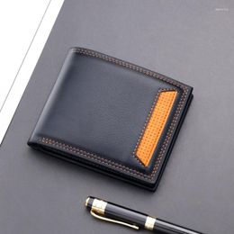 Wallets Trendy Wallet For Men Slim Card Holder PU Leather Fold-over Bag Male Small Po Tri-fold Frosted Men's Purses