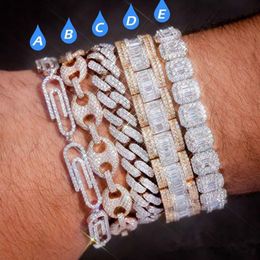 paper clip coffee bean Lock Clasp Link 7-8 Inch Bracelet Iced Out Zircon Bling Hip hop Men Jewellery Gift beaded charms bracelets282s