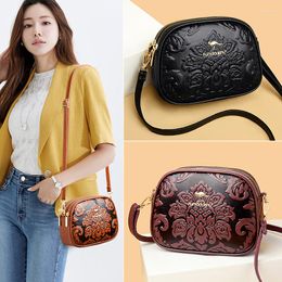 Wallets 2023 Embossed Chinese Style Ladies Bag Shoulder Diagonal Small Round