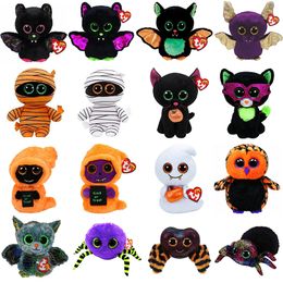 Halloween Toys 15CM Ty Beanie Series Big Eyes Bat Mummy Cat Ghost Spider Cute Soft Animal Doll Kids Gifts for Children 230919