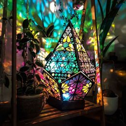 Other Event Party Supplies Wooden Led Projection Lamp Colourful Diamond Multipurpose Polar Star Floor Night Light Bohemian Decor 230919