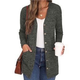 Women's Jacket Trendy Streetwear Ribbed Pockets Single Breasted Cardigan Autumn Solid V Neck Long Sleeve Loose Tunic Outewear Coat 230919