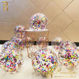 Party Decoration 10/20 Star Confetti Balloons Metallic Latex Transparent Ballon Baby Shower Birthday Wedding Ball Globo 230920