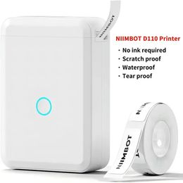 Niimbot D110 Thermal Label Mini Portable Handheld Printer BT Wireless Store Machine Office Maker Phone Labeller Supermarket Paper Barcodes Sticker Home Labeler