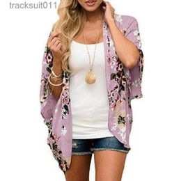 Women's Cape Multicolors Women Chiffon Floral Kimono Cardigan Loose Half Sleeve Shawl Capes Boho Bohemia Print Cover Up Kimono Blouse S-3XL L230920