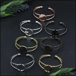 Jewellery Settings New Product 10 Pieces 20Mm Round Cabochon Base Bangles 7 Colours Plated Diy Bangle Blanks Drop Delivery Dhgarden Otqw6