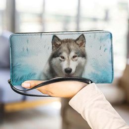 Wallets Classic Husky Dog Print Multi-card Slots Money Bags For Women Brand Card Holder Luxury Designer Carteira Masculina