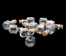 wholesale 10pcs Shaped Mini Small Glass Bottles with Clear Cork Stopper Tiny Vials Jars Containers Message Weddings Wish Jewellery Favours LL