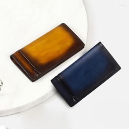 Wallets Dimy Vintage Man Leather Coin Card Holder Concise Money Bag Letter Hand Patina Purse Fashion Male Long Handbags
