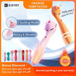 Adult Toys Kisstoy Polly Max 3.0 Sucking Vibrators Female Rotary Vagina Massagers Nipple Clit Sucker Heating Dildo Adult Sex Toys for Women 230920