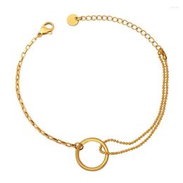 Bangle Simple Style Bracelet Ins Wind Circle Ball Chain Stainless Steel Fashion Women's Handwear Friend Birthday Gift