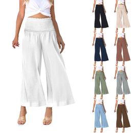 Women's Pants Wide Leg Casual Cotton Linen Loose Trousers Fashion Elegant Spring Summer Female