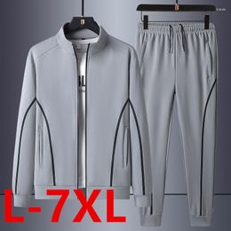 Men's Tracksuits Men Casual Sets Spring Jogger Zipper Tracksuit Mens T Shirts Shorts 2PC Male Sportswear Sports Suit Clothing Size L-7XL