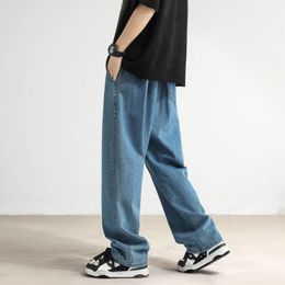 Men's Jeans 2023 Loose Straight Tube Slim Fitting Drawstring Wide Leg Pants Streetwear Oversized Casual Denim Trousers