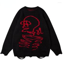 Maglioni da uomo Autunno Uomo Maglione lavorato a maglia oversize Hip Hop Divertente Scheletro Maglieria Streetwear Harajuku Moda Casual Pullover Abbigliamento