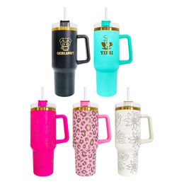 USA warehouse double walled stainless steel vacuum insulated Magnolia cream copper 40oz quencher powder coated tumbler for sunflower laser engraving