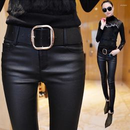 Women's Pants Autumn Winter High Waist Faux Leather Leggings Women Elastic Skinny Pencil Female Trousers