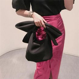 Shopping Bags Women Fashion Silks Decorative Large Bow Tie Shoulder Bag Female Totes With Zipper Strapless Handbag Bolsas