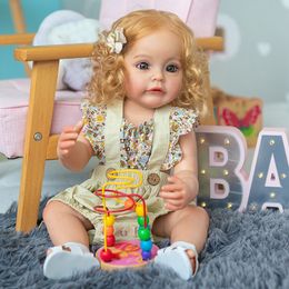 Dolls 55CM Full Body Silicone Reborn Princess Toddler Girl Dolls Sue-Sue with Rooted Hair Hand-detailed Paiting Waterproof Bebe Toys 230920