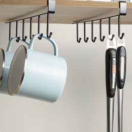 Mats Pads 1Pc Black Kitchen Hanger Hook With No Marks Or Nails For Storing Pots Shovels Hanging Pieces Utensils Storage Racks 230919