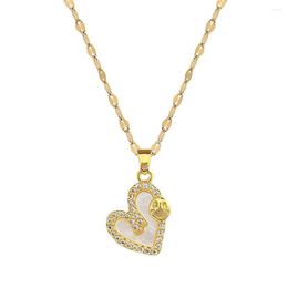 Pendant Necklaces Vintage Heart Shell Necklace Gold Plated Stainless Steel Luxury Designer Jewelry Accessories For Women Birthday Gift