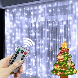 Christmas Decorations LED Curtain Garland on the Window USB String Lights Fairy Festoon Remote Control Year for Home Room 230919